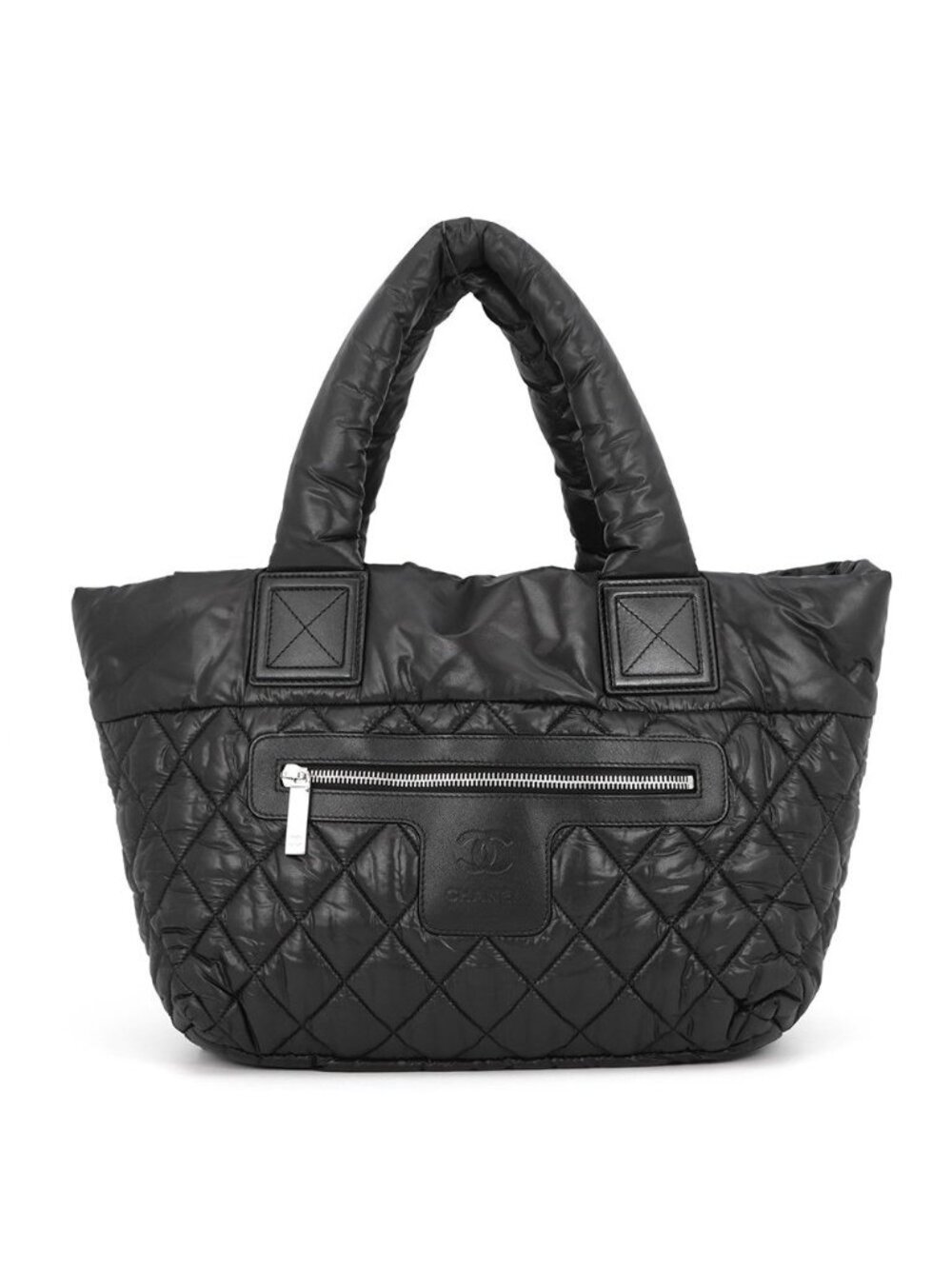 Chanel Tote Quilted CC Logo Cococo Small Nylon Black